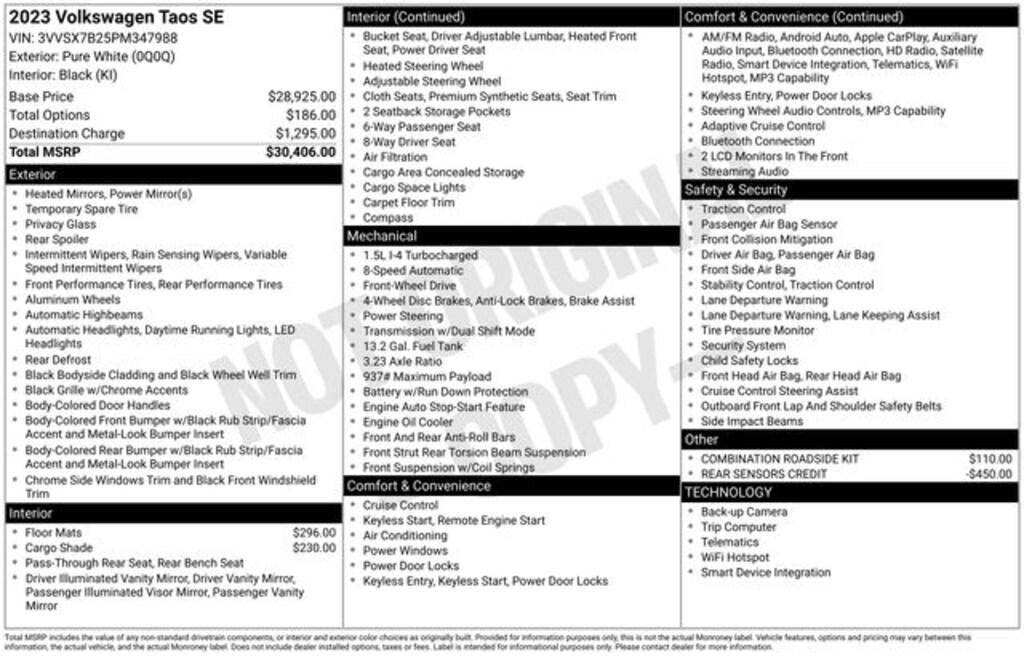 Used 2023 Volkswagen Taos 1.5T SE SUV