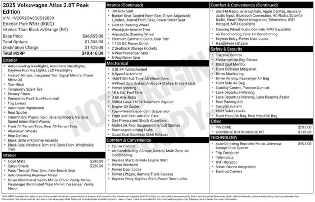 Used 2025 Volkswagen Atlas 2.0T Peak Edition SUV