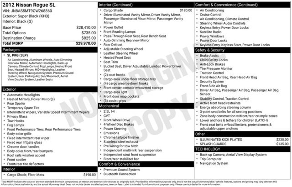 Used 2012 Nissan Rogue SV w/SL Pkg SUV