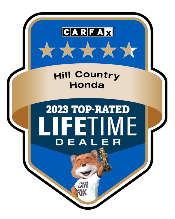 CarFax 2023 Top-Rated Lifetime Dealer awarded to Hill Country Honda