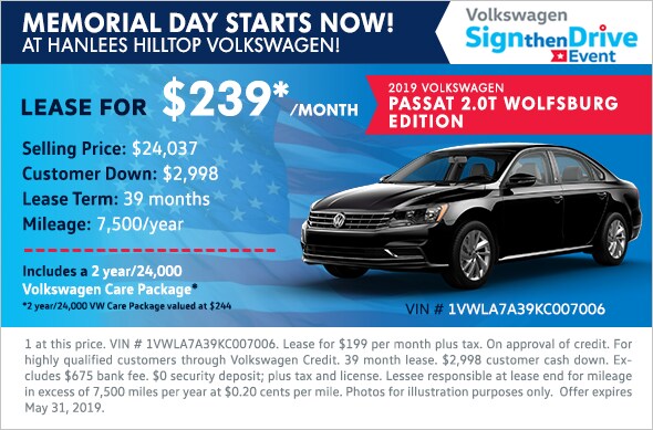 New Vehicle Specials Hanlees Hilltop Volkswagen