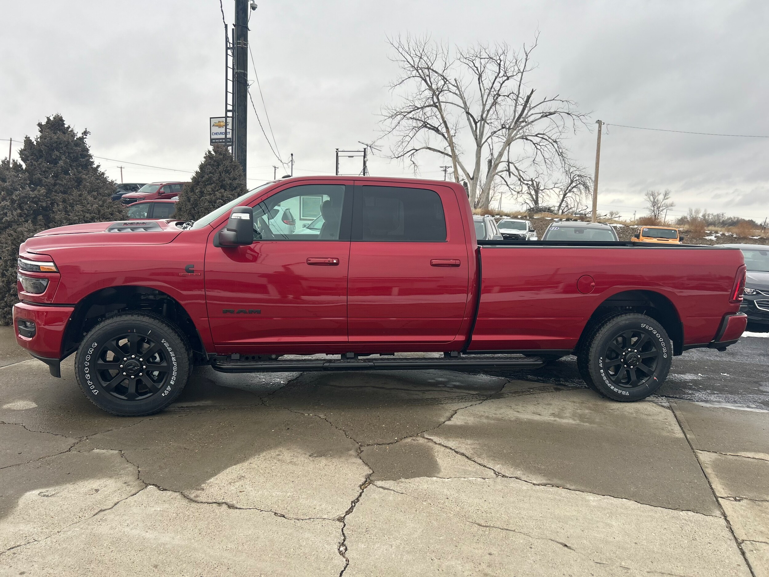 2026 Ram 3500 LARAMIE CREW CAB 4X4 8' BOX - Molten Red Pearl-Coat  Paint exterior view 3