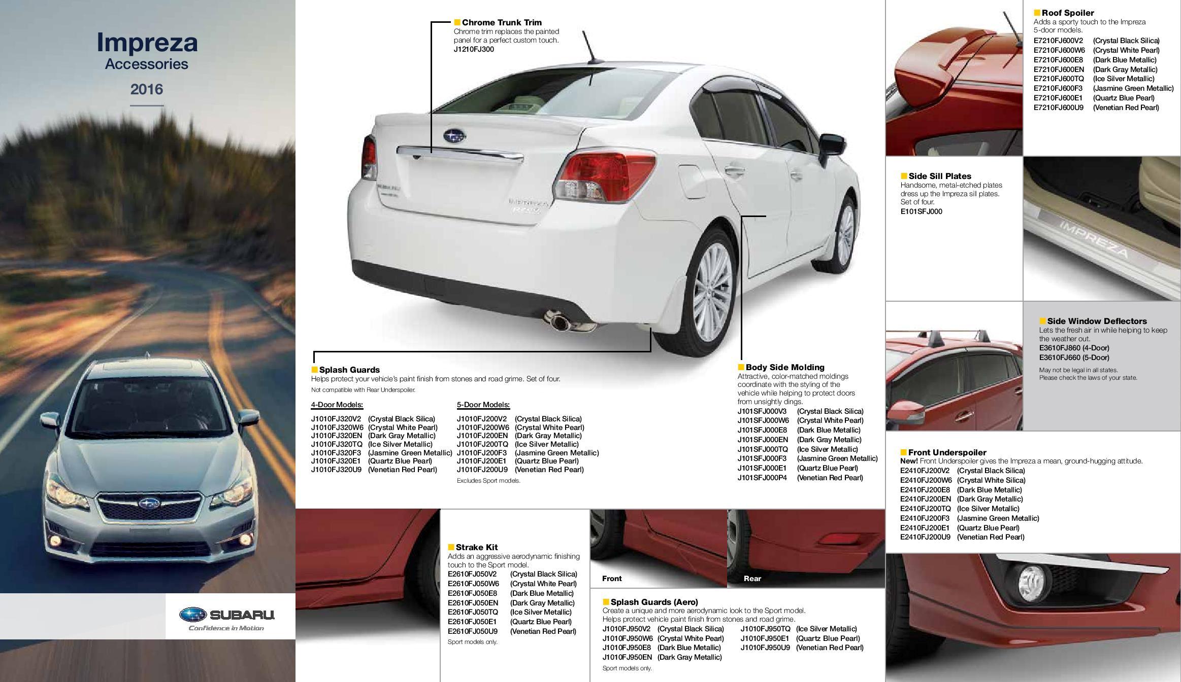 2016 subaru impreza accessories deals