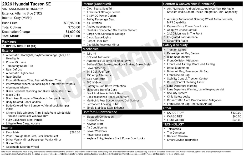 New 2026 Hyundai Tucson SE AWD SUV