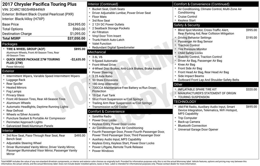 Used 2017 Chrysler Pacifica Touring L Van
