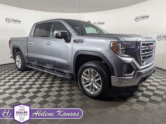Gray (Satin Steel Metallic) 2019 GMC Sierra 1500 SLT Crew Cab 4WD Pickup Truck Four-Wheel Drive Automatic