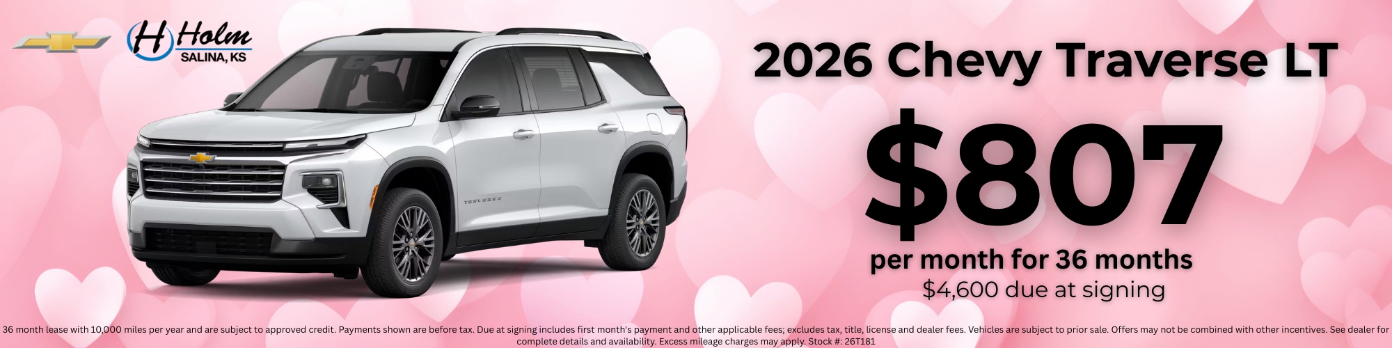  2026 Chevy Traverse LT Lease Offer