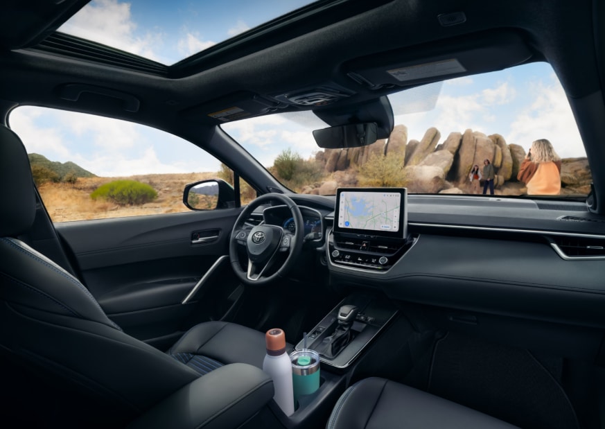 Modern interior of Toyota Corolla Cross Hybrid with comfortable seats