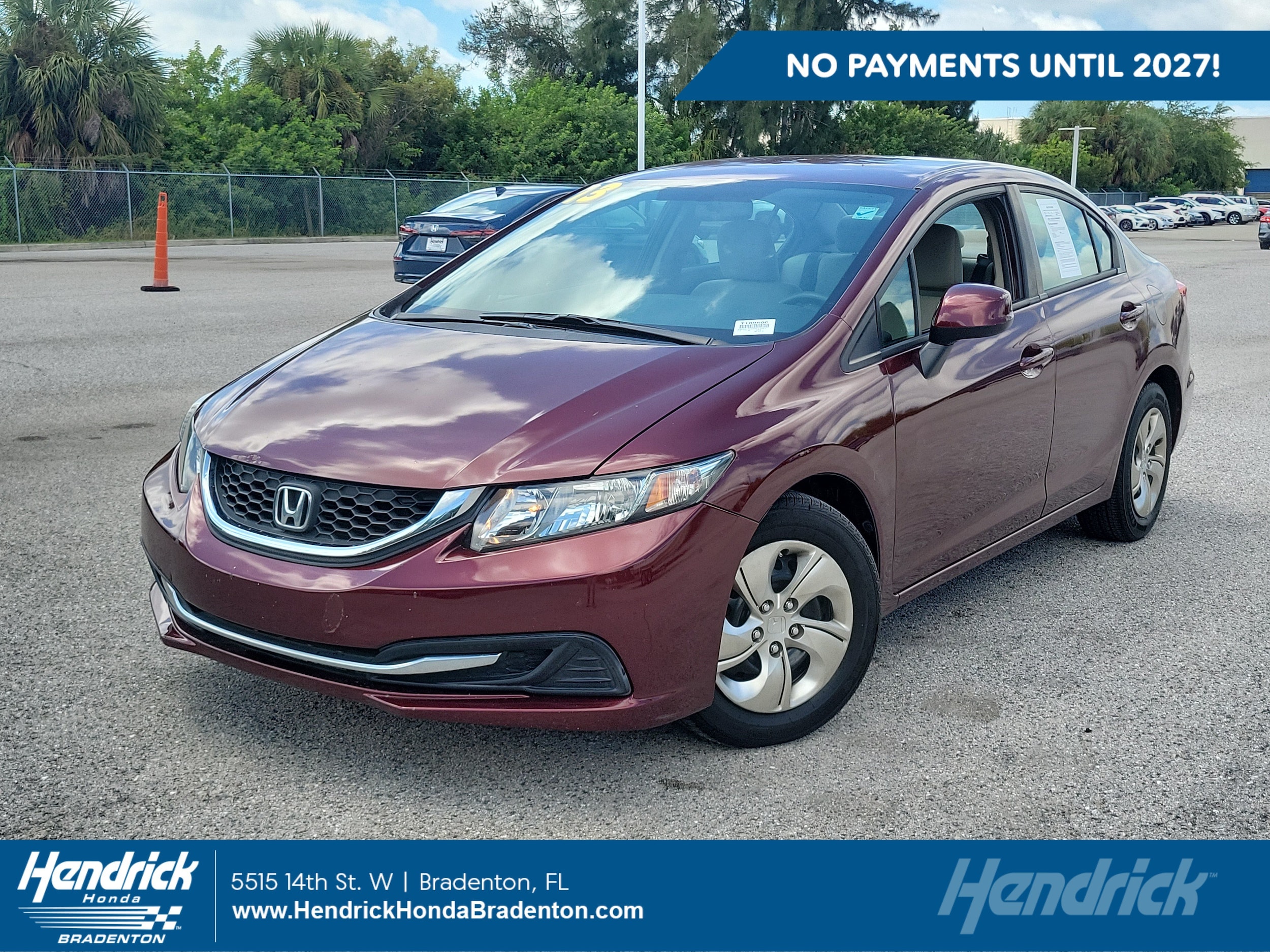 Used 2013 Honda Civic LX with VIN 2HGFB2F5XDH523967 for sale in Bradenton, FL