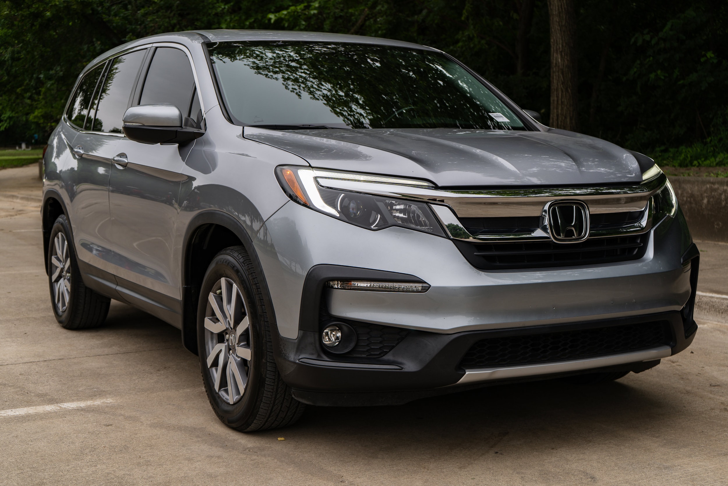 Certified 2021 Honda Pilot EX-L with VIN 5FNYF5H55MB014823 for sale in Mckinney, TX