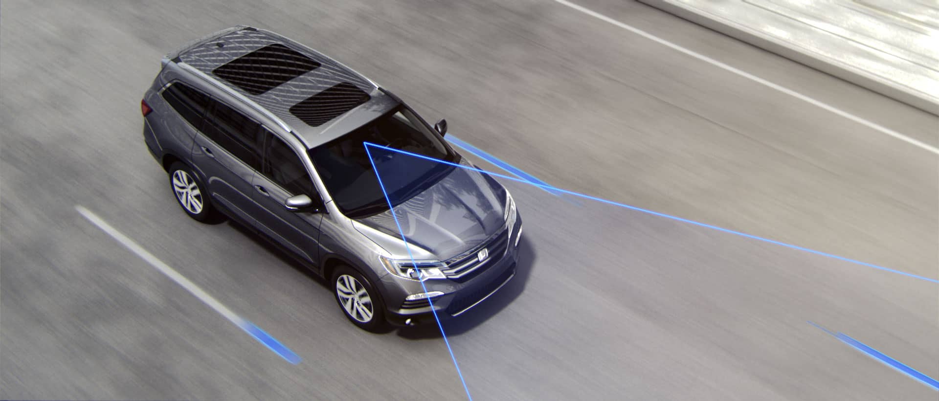 2019 Honda CR-V demonstrating an illustration of lane departure warning and Honda sensing technology