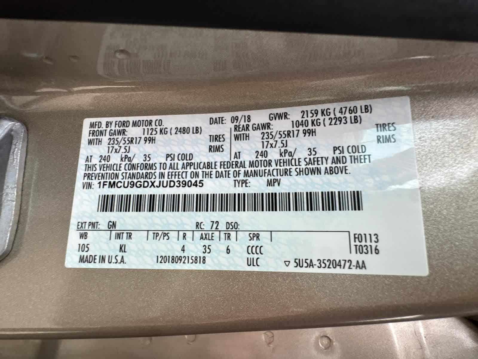 Thumbnail: 2018 Ford Escape - 19