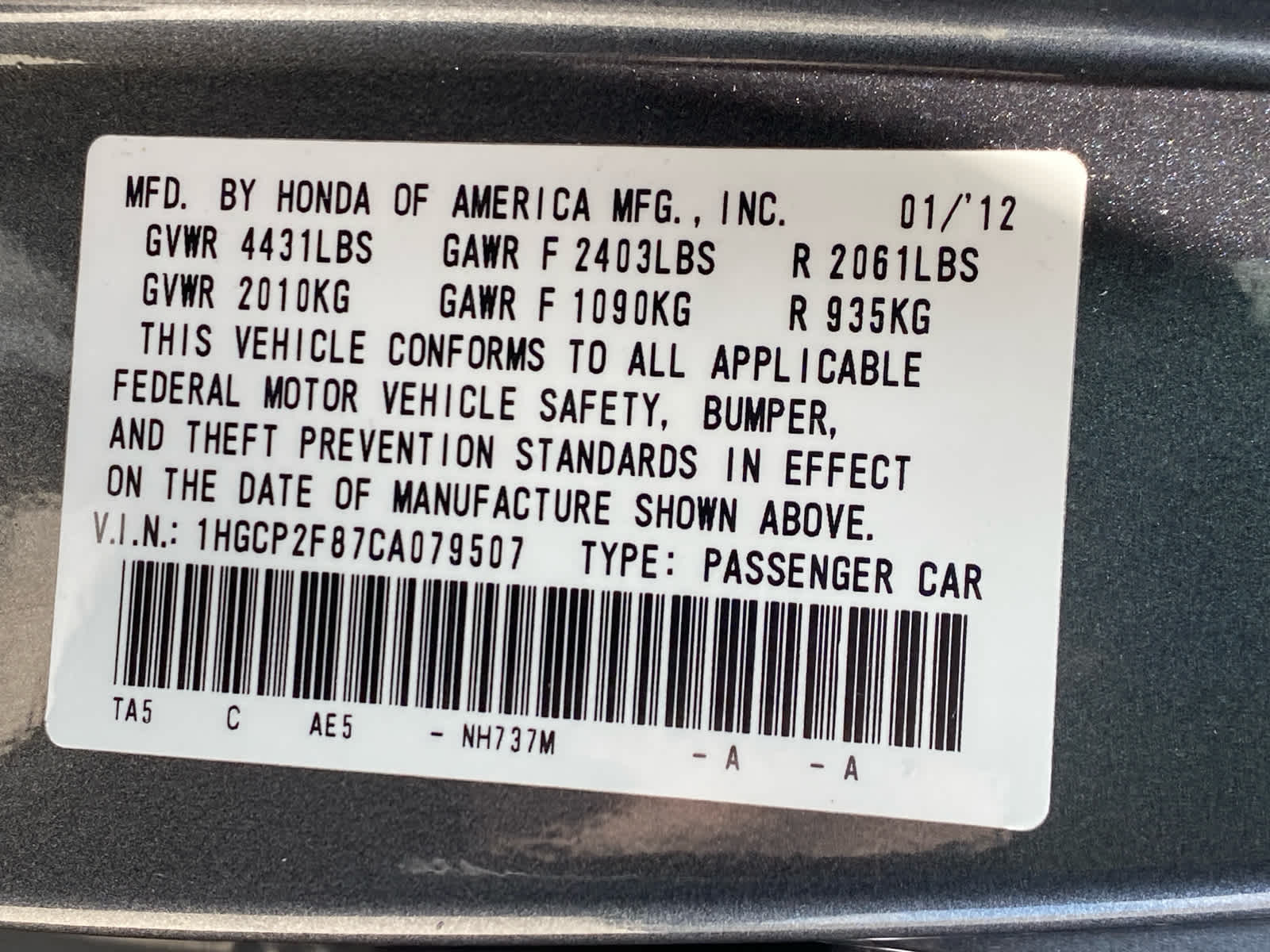 2012 Honda Accord EX-L 25