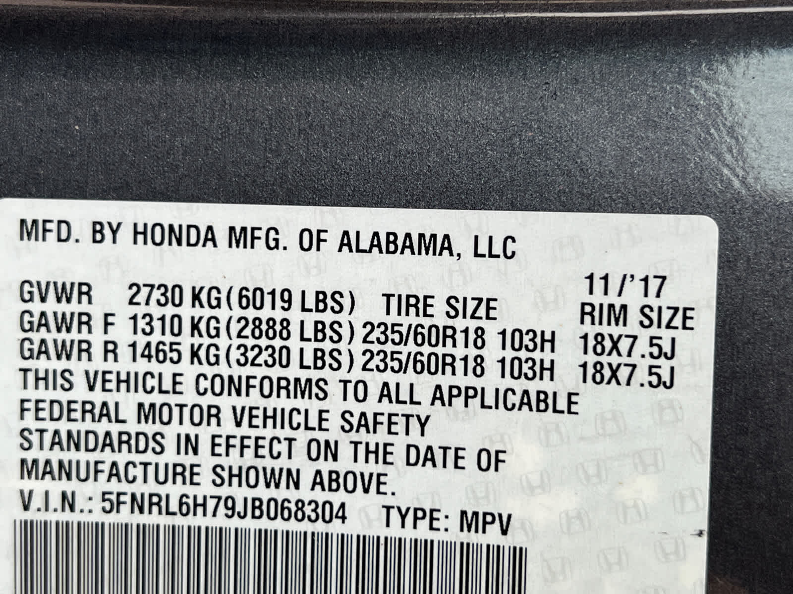 Thumbnail: 2018 Honda Odyssey - 17