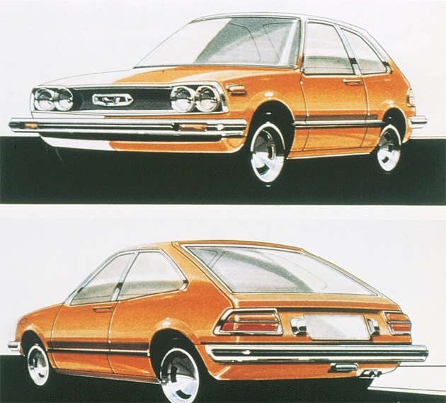 A 1976 Honda Accord with manual transmission