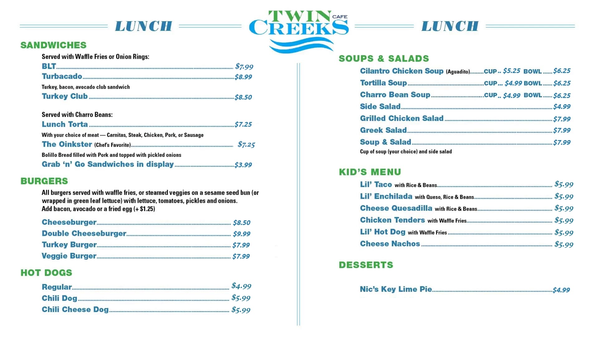 Lunch Menu