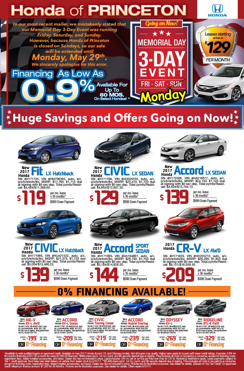 Memorial Day Car Sales 2017 >> Memorial Day 3 Day Sales Event Honda Of Princeton Memorial Day Car Sales 2017 >> Memorial Day 3 Day Sales Event Honda Of Princeton