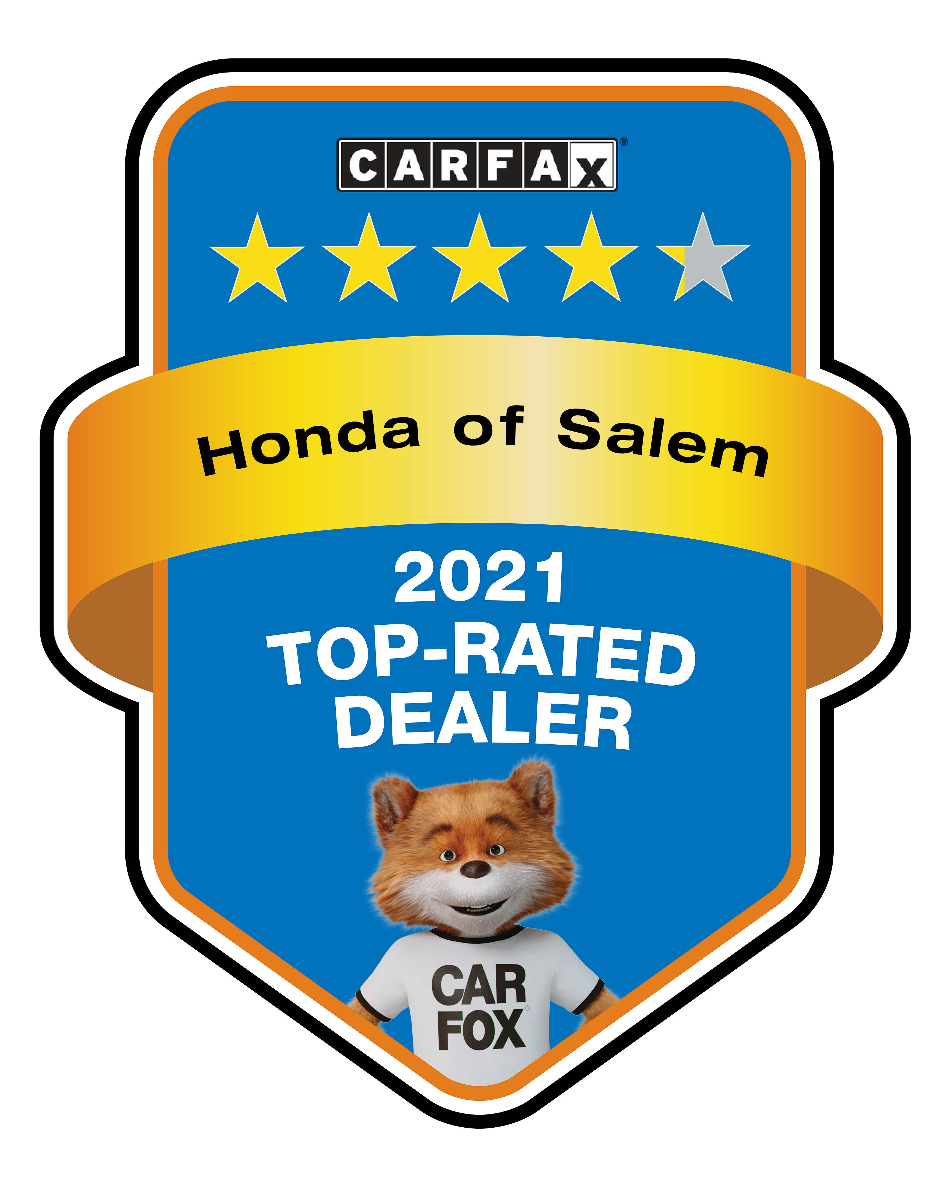 CarFax 2021 Top-Rated Dealer Award - Honda of Salem