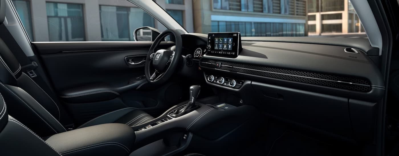 The black interior and dash in a 2026 Honda HR-V.