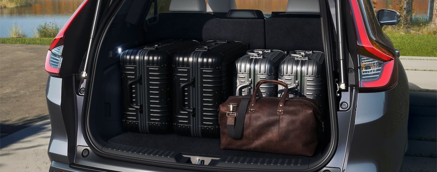 Luggage in the back of a silver 2026 Honda CR-V