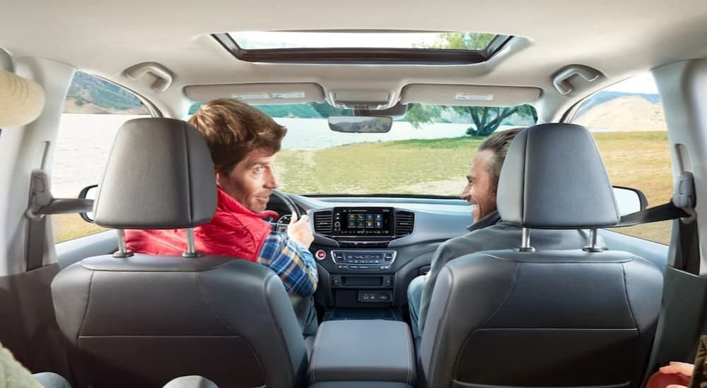 The black interior and dash in a 2025 Honda Ridgeline RTL.