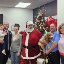 Customers with Santa and dog at Hoover Summerville