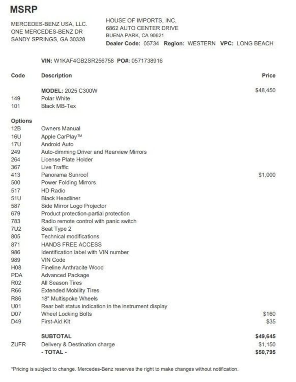 Certified 2025 Mercedes-Benz C-Class C 300 Sedan