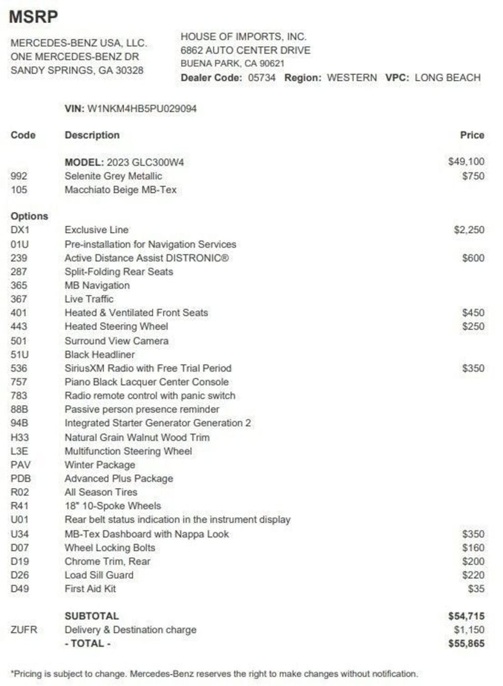 Certified 2023 Mercedes-Benz GLC 4MATIC SUV