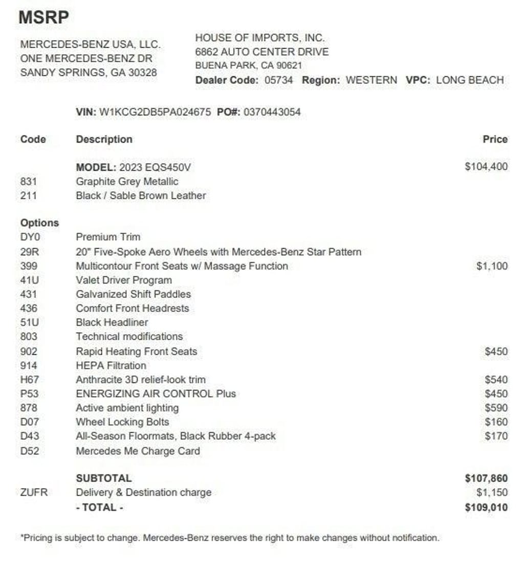 Certified 2023 Mercedes-Benz EQS Sedan