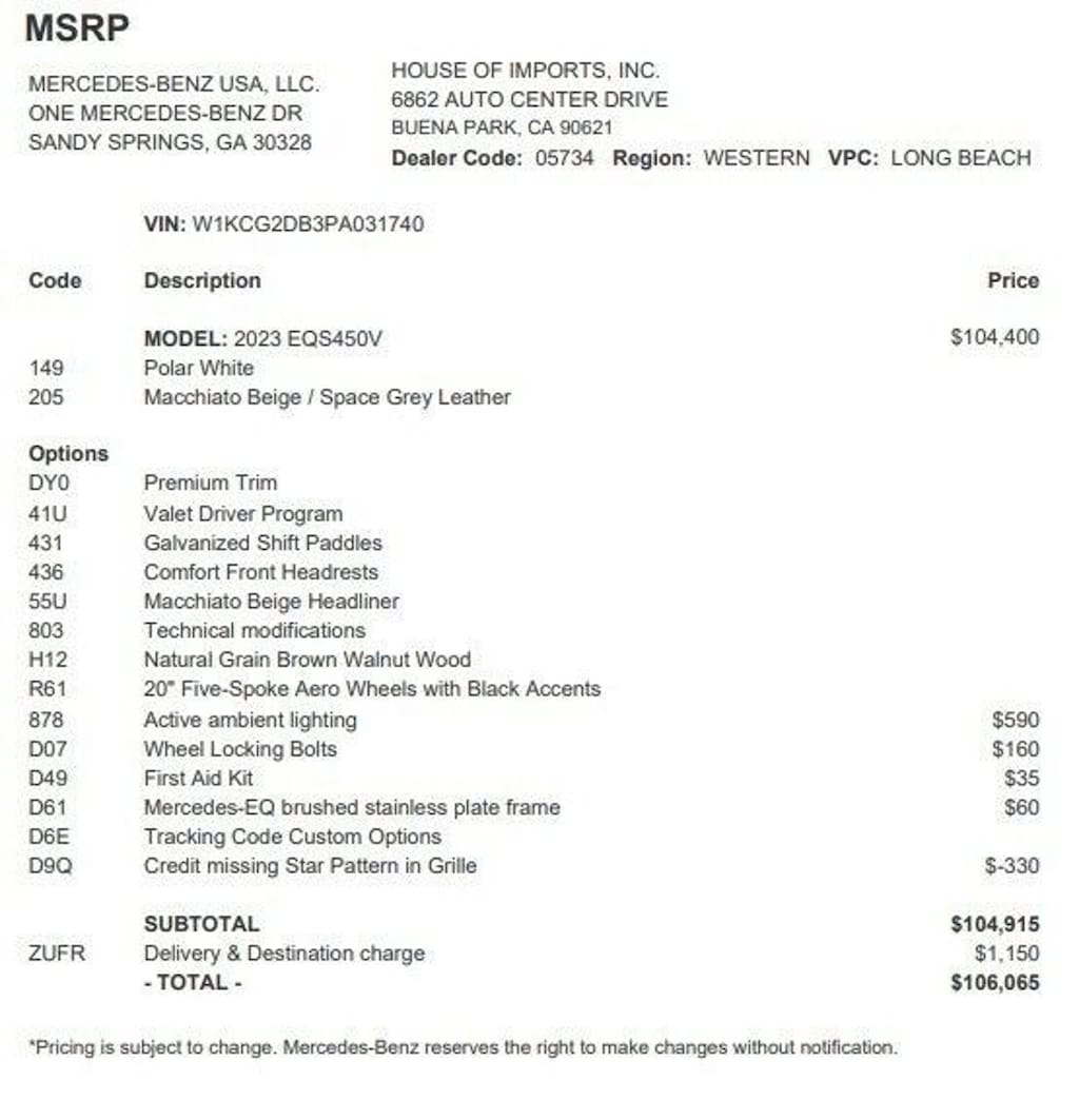 Certified 2023 Mercedes-Benz EQS Sedan