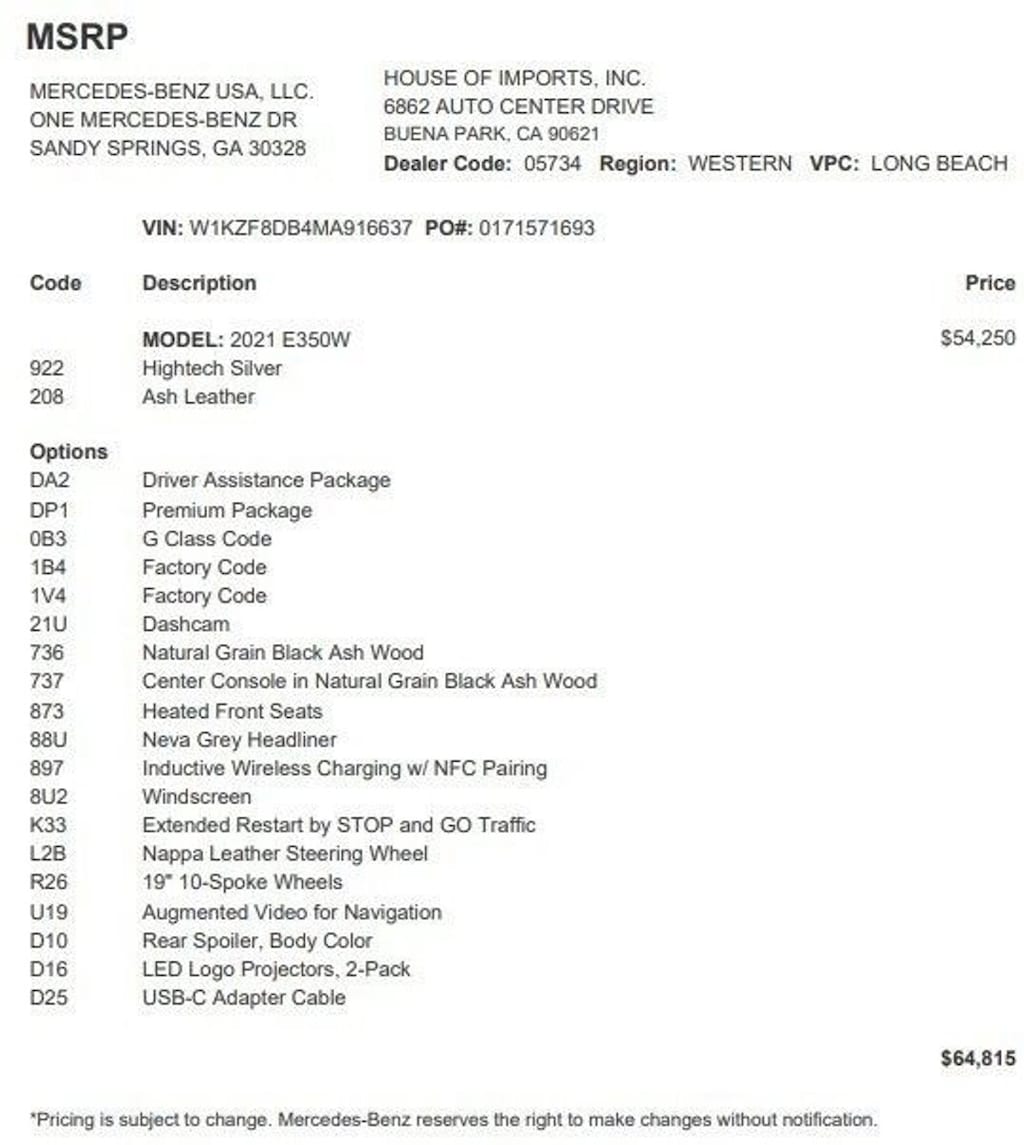 Certified 2021 Mercedes-Benz E-Class E 350 Sedan