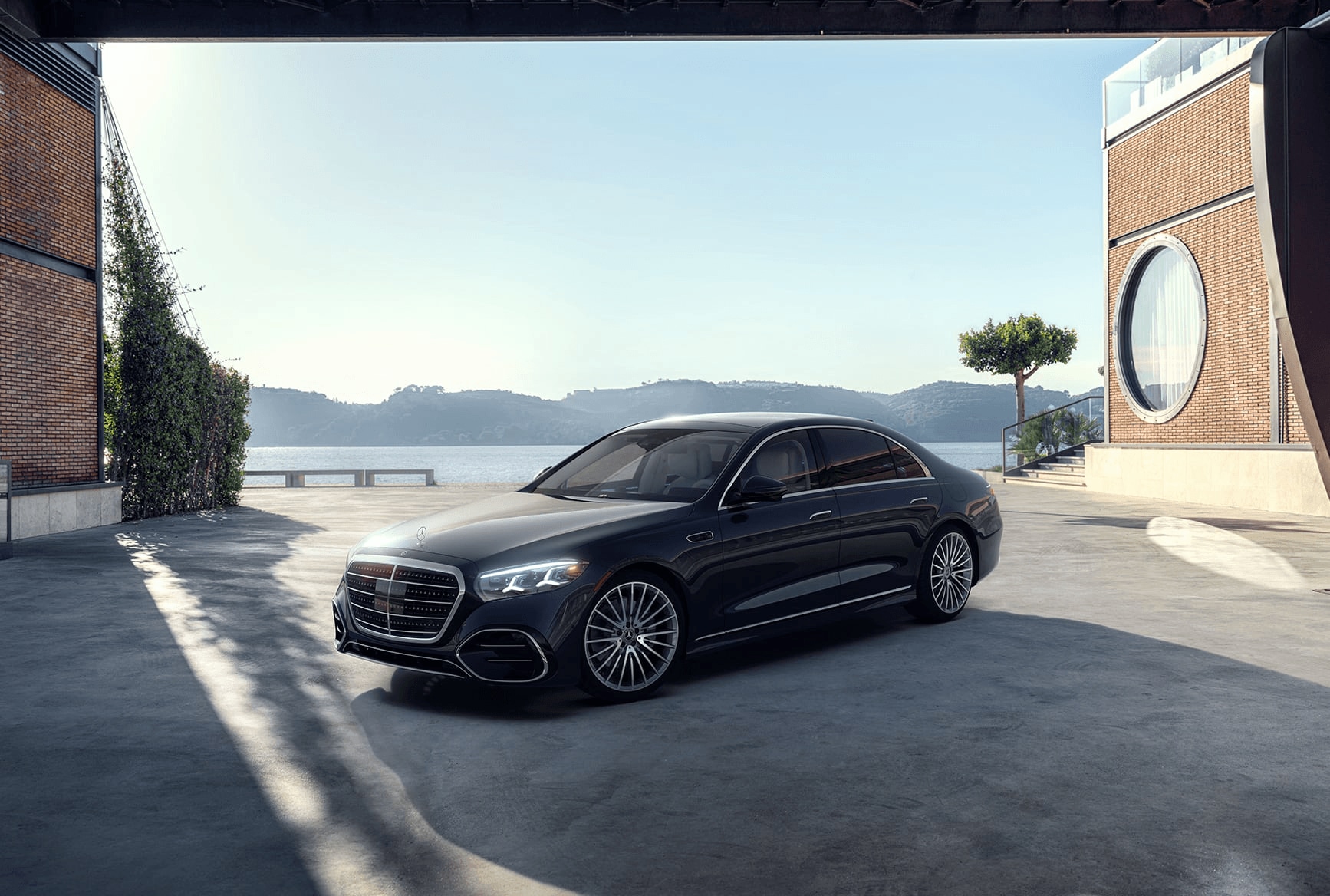 Mercedes-Benz S-Class parked in front of a house