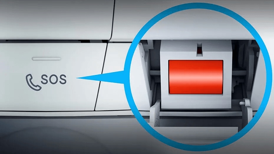 Learn about the Mercedes-Benz Emergency Call safety feature Rendered image of the Mercedes-Benz Emergency Call button