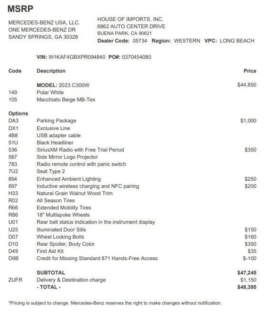 Certified 2023 Mercedes-Benz C-Class C300 Sedan