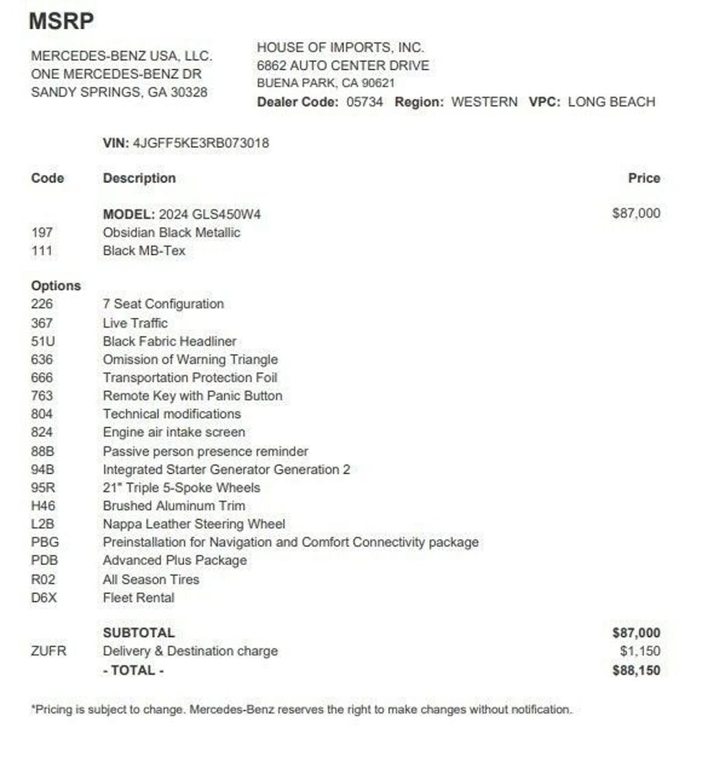 Certified 2024 Mercedes-Benz GLS 4MATIC SUV
