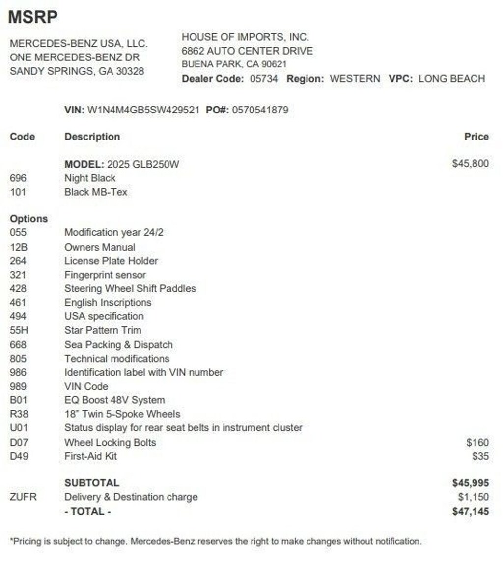 Used 2025 Mercedes-Benz GLB SUV