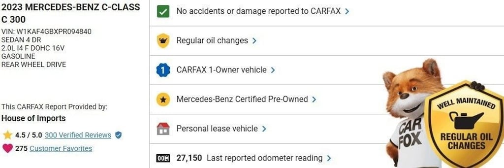 Certified 2023 Mercedes-Benz C-Class C300 Sedan