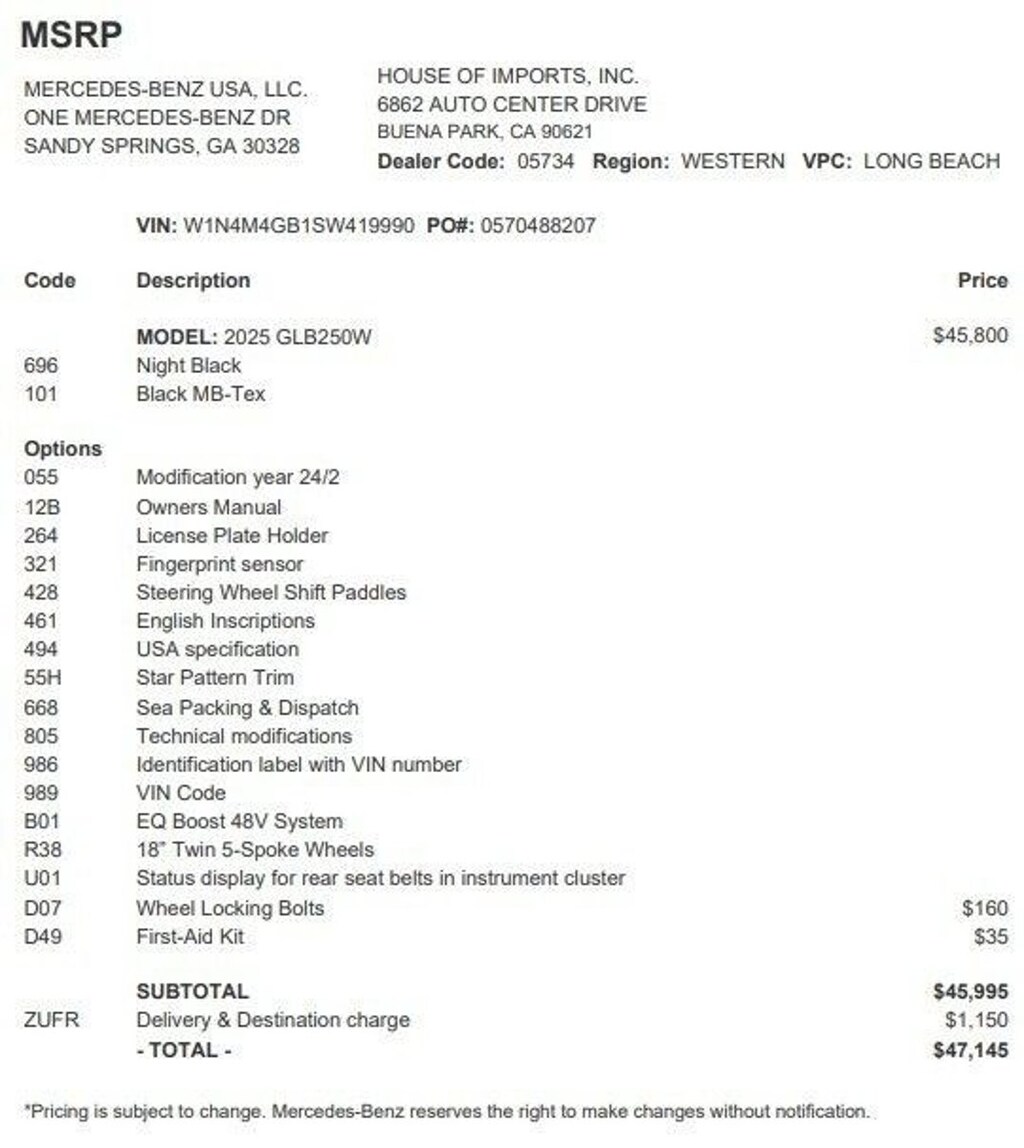 Used 2025 Mercedes-Benz GLB SUV