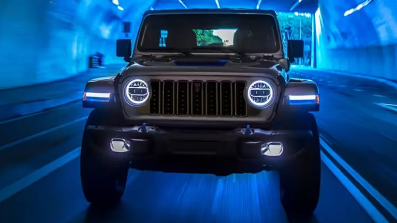 2024 Jeep Wrangler driving in a tunnel