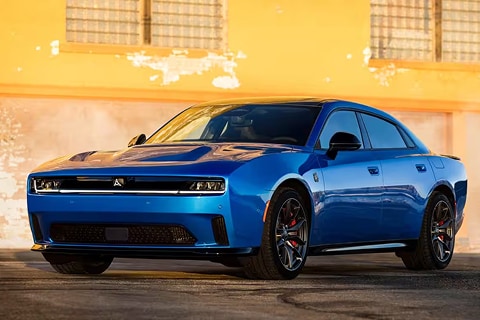 blue 2026 Dodge Charger SIXPACK muscle car parked on the road in Plano, TX