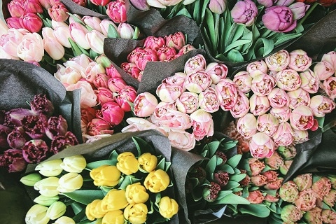 flowers on a table at a florist in plano, tx