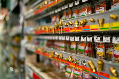 shelves at a hardware store