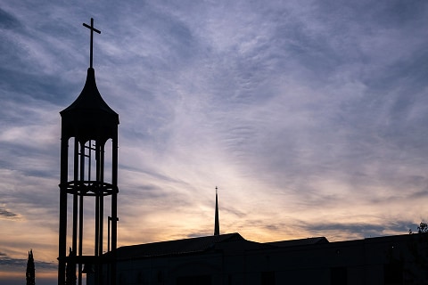 a church steeple in the sky in plano, tx