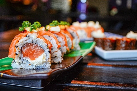 a platter of sushi