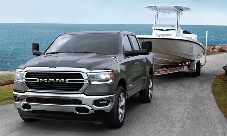 2020 RAM 1500 towing a boat