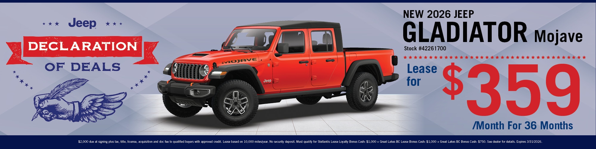 2026 Jeep Gladiator Mojave Offer | Hugh White CDJR