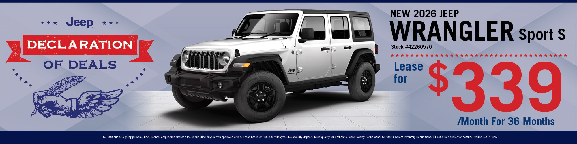 2026 Jeep Wrangler Sport S Offer | Hugh White CDJR