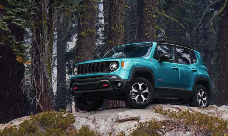 2023 Jeep Renegade parked in forest