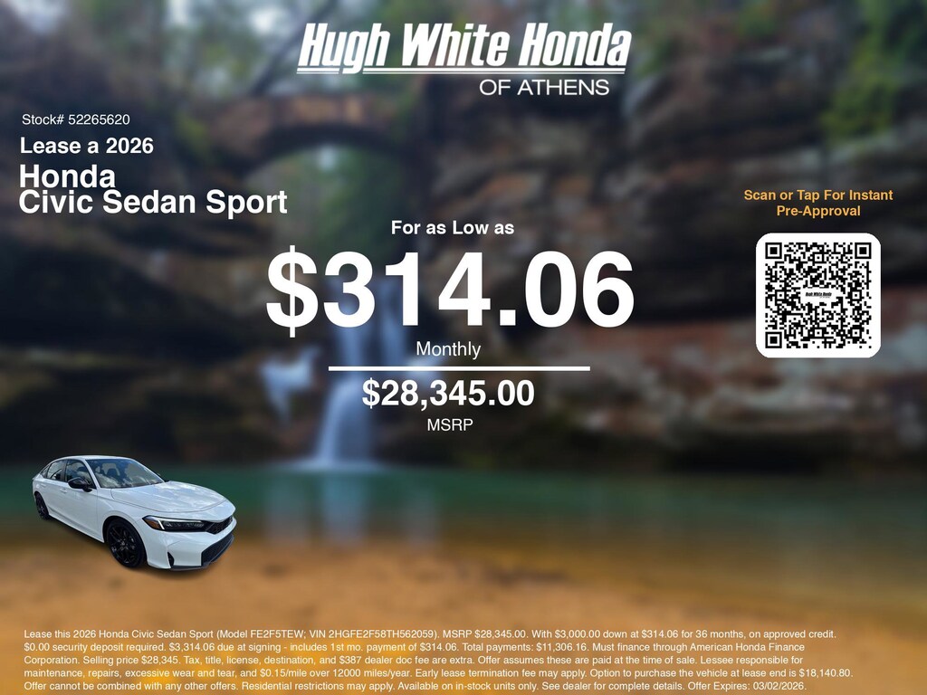 New 2026 Honda Civic Sport Sedan