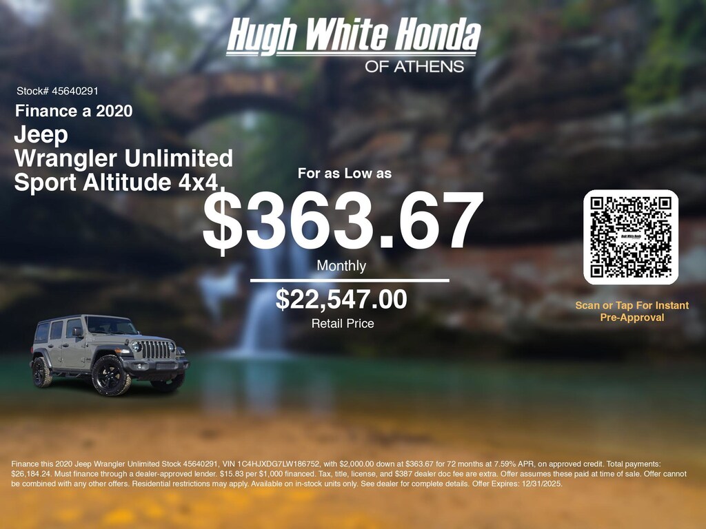 Used 2020 Jeep Wrangler Unlimited Sport SUV